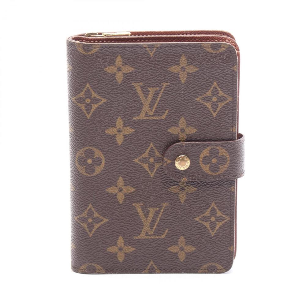 Louis Vuitton Porte Papier Zip Bifold Wallet Canvas Monogram Brown